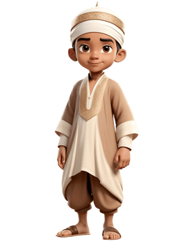 A 3d cartoon boy in an arabian outfit png