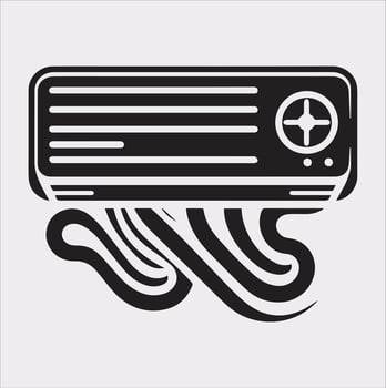Stylish Air Conditioner Silhouette on Clean White Canvas vector