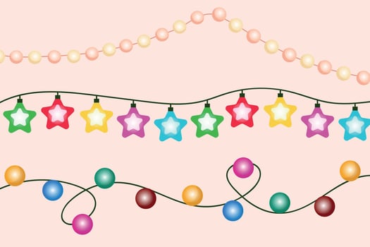 New Year and Christmas garland. Holiday lanterns. Christmas lights. vector