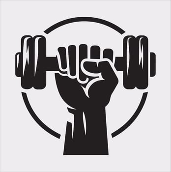 Professional Dumbbell Holding Silhouette for Gym Illustrations vector