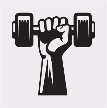 High-Resolution Dumbbell Holding Silhouette for Fitness vector