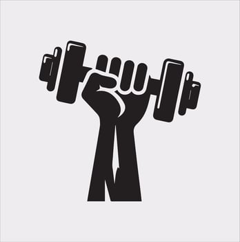 Gym-Themed Dumbbell Holding Silhouette for Posters vector
