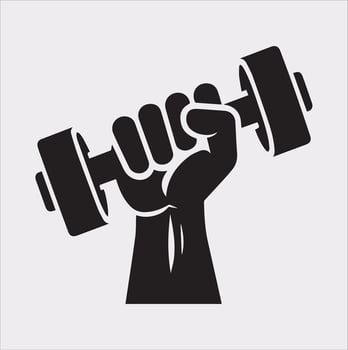 Unique Dumbbell Holding Silhouette for Sports Illustrations vector