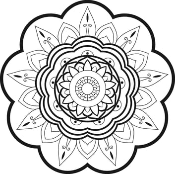 Decorative mandala on white background Circular Flower Mandala on White Free Mandala pattern art background Black and White vector