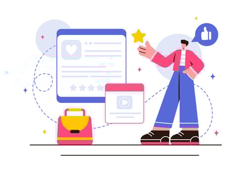 Celebrity Influencers Showcasing Products Through Online Posts in a Flat Cartoon Style Illustration vector