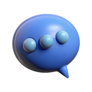 3D speech bubble. Cartoon blue chat icon isolated on background png