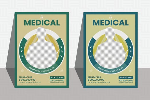 New medical flyer, space for photo background, , business proposal, promotion, publication illustration template.... vector
