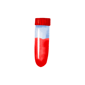 Test tube with blood. Blood for analysis. Blood donor day. Hand-drawn cartoon illustration on isolated background png