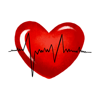 Heart and heart cardiogram. Heart health. Cartoon illustration on isolated background png