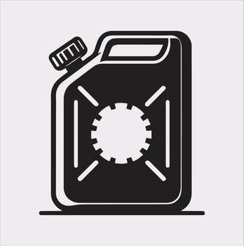 High-Resolution Metal Petrol Canister Silhouette Icon on White Background vector