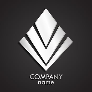 3d abstract silver linear square logo vector