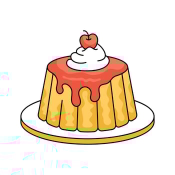 Creamy flan, dessert, sweet treat, pudding mix design vector
