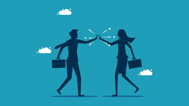 business people giving high five to each other vector