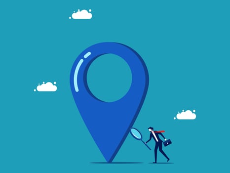 businessman looking for a location marker vector