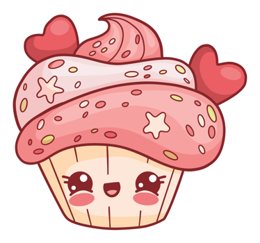 Cute cream cake with hearts character sticker png