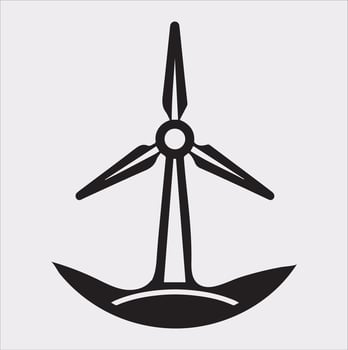 Unique Wind Power Icon Silhouette on Plain White Background vector