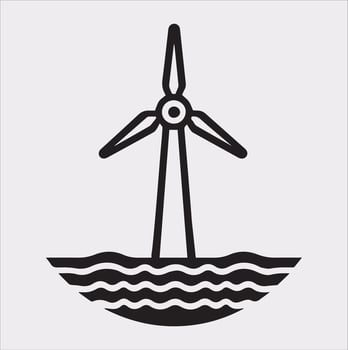 Stylish Wind Power Icon Silhouette for Renewable Energy Projects vector
