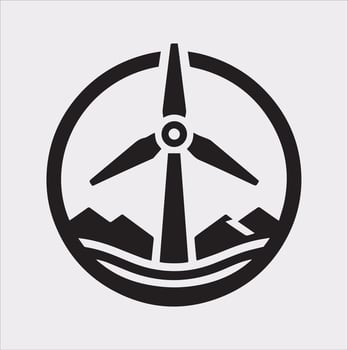Wind Turbine Icon Silhouette for Green Design Projects vector