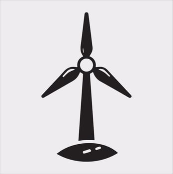 Wind Power Icon Silhouette on White Background for Clean Energy Designs vector