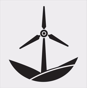 Detailed Wind Power Icon Silhouette on White Background vector