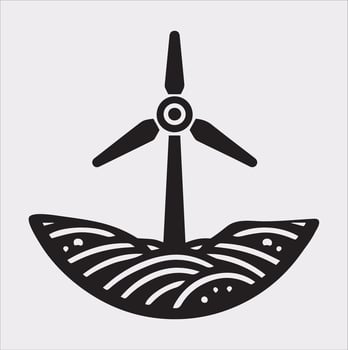 High Quality Wind Power Icon Silhouette on Plain White Background vector