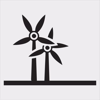 Eco Friendly Wind Power Icon Silhouette on White Background vector