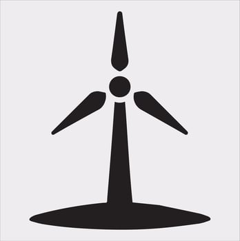 Wind Turbine Icon Silhouette Illustration on White Background vector
