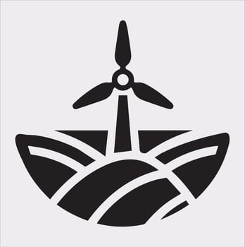 Clean Energy Wind Power Icon Silhouette on White Background vector