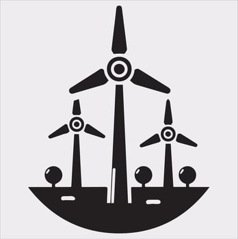 Wind Power Icon Silhouette Illustration on White Background vector