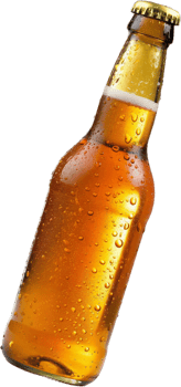 Beer bottle with water droplets on the top png