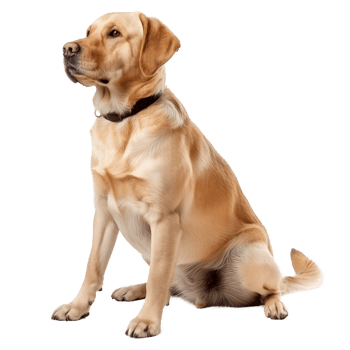 Sitting Labrador Retriever Dog Front View on Transparent Background png