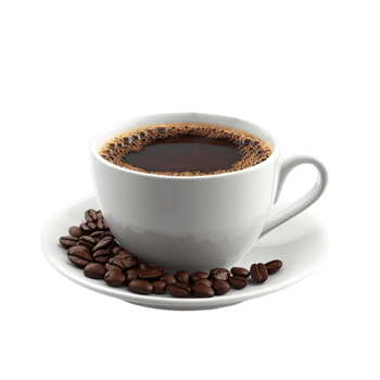 Cup of Coffee with Creamy Frothy Top and Coffee Beans png