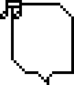 8bit retro game pixel speech bubble balloon with musical note, icon sticker memo keyword planner text box banner png