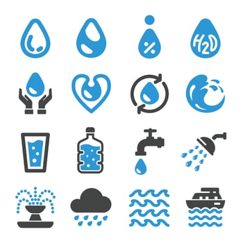 water icon set vector