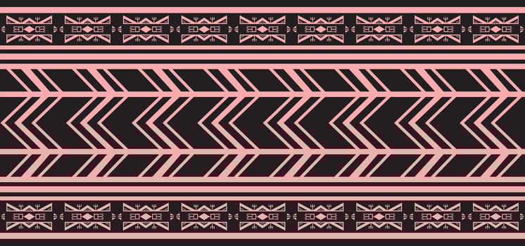 pink and black native american seamless pattern. Endless Aztec, Maya, Inca ornament. Drawing for border and frame. vector