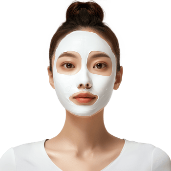young woman wearing facial cosmetic mask isolated on transparent background png