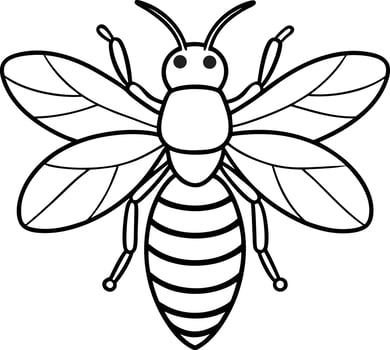 Bee outline illustration art, smooth line art like silhouette on white background vector