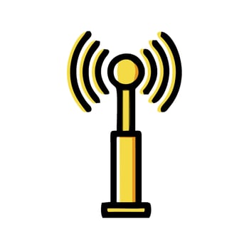 a yellow and black radio antenna icon vector