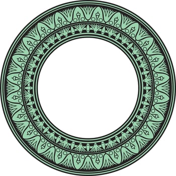 ancient green and black Egyptian round ornament. Endless national ethnic border, frame, ring. vector