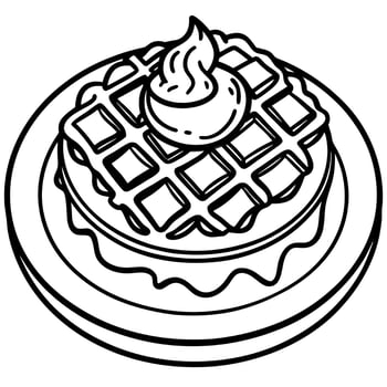 Delicious Bacon Pecan Waffles with Maple Pecan Sauce and Whipped Cream vector