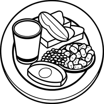 Full English Breakfast British Cuisine On White Plate On Isolated Transparent Background. vector