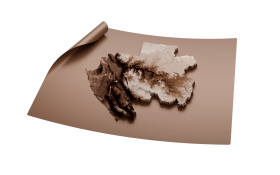 Map Of Gabon Old Style Brown On Unrolled Map Paper Sheet 3d illustration png