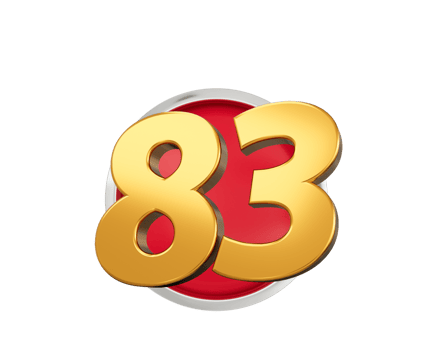 Gold Number 83 Gold Number Eighty Three On Rounded Red Icon, 3d illustration png