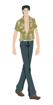 Fashion figure illustration, A beautiful young men is standing with a different poses and he has wearer a beautiful outfit. vector