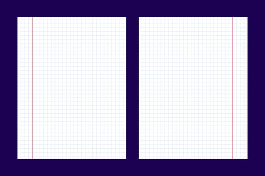 checkered paper with margins. flat illustration. school concept vector