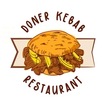 Logo design for doner kebab shop, isolated on white background. Premium Quality Emblems. vector