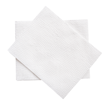 Top view of two folded tissue paper in stack isolated with clipping path in file format png