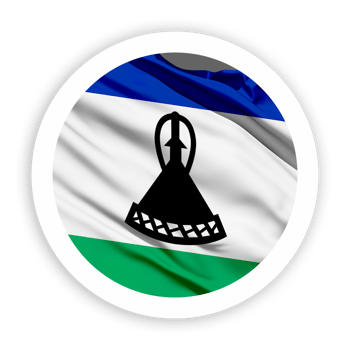 Lesotho Waving Flag with White Rounded Circle Frame png