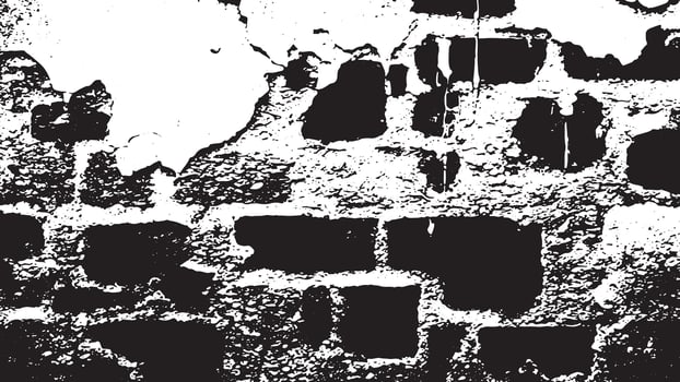 Worn Grunge Texture of Cement Plaster Wall Monochrome Distressed Design for Black and White Backgrounds vector