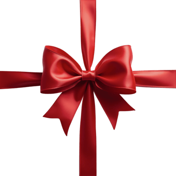 Elegant red gift bow with ribbon, perfect for holiday packaging, special occasions, product branding, and festive decorations, conveying luxury and celebration png